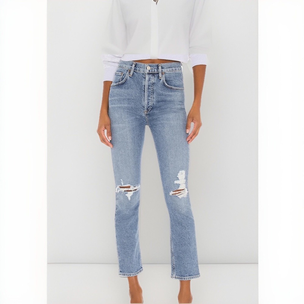 AGOLDE Riley Crop Ankle High Rise Straight‎ Denim Jean 32 Whiplash NWT